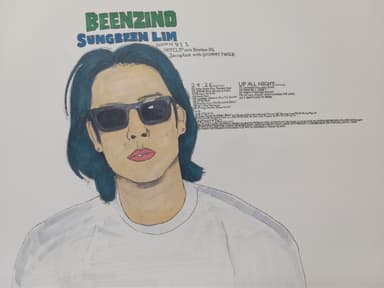 래퍼 빈지노 종이에 마카, 36x52cm 2023