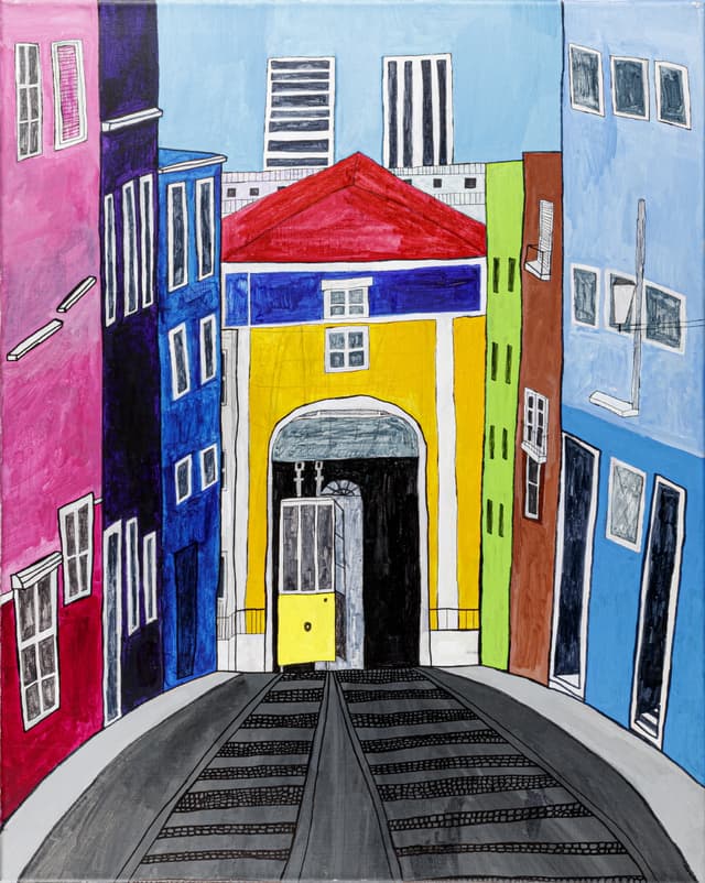 기차트램_72.7×91cm_acrylic,marker,pen on canvas_2023