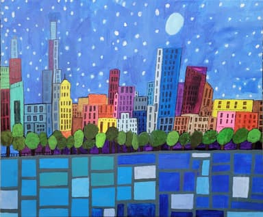 눈 오는 도시_acrylic, marker on canvas_2022_20호