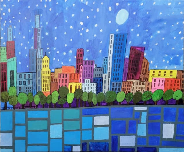 눈 오는 도시_acrylic, marker on canvas_2022_20호