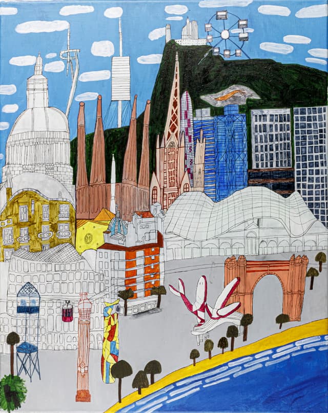 스페인 바르셀로나 풍경_72.7×91cm_acrylic,marker,pen on canvas_2023