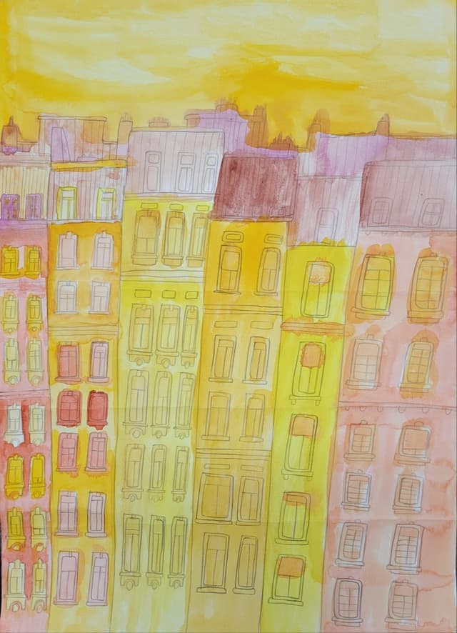 노란하늘 집_watercolor on paper_2022_38.52cm