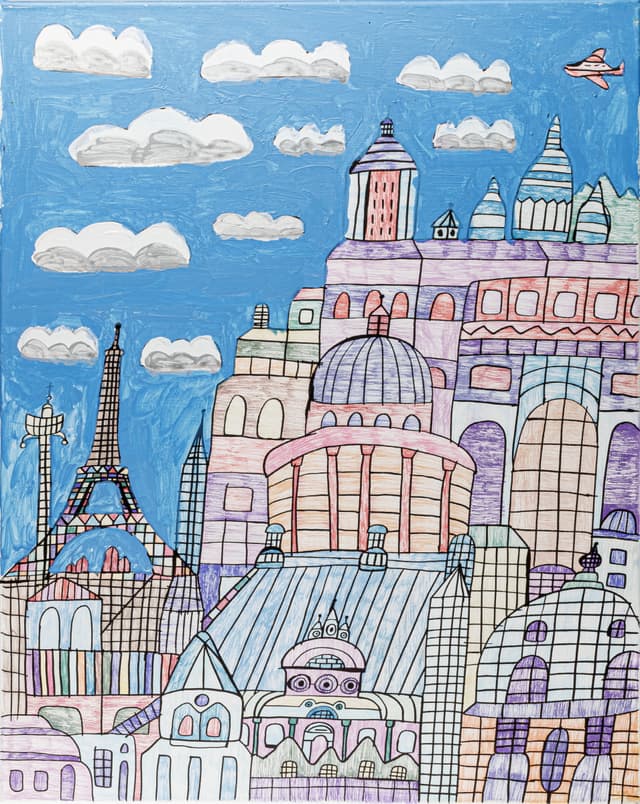 파리 풍경_72.7×91cm_acrylic,marker,color pen on canvas_2023