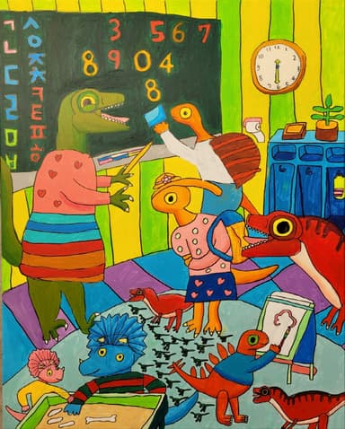 공룡학교 교실_Acrylic,marker on canvas_2023_30호